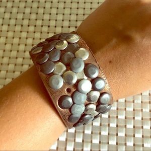 Pretty Leather Studded Bronze Armband